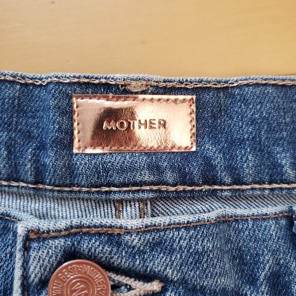 Mother The Hustler Roller Ankle Flared Jeans High On The Hog Blue Denim Size 34 - Picture 8 of 12